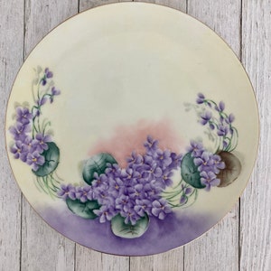 Vintage Thomas Sevres Bavaria Plate Hand Painted Purple Violets - Floral Serving Plate