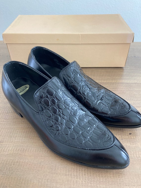 Vintage Men's Black Leather Slip On Dress Shoes C… - image 5