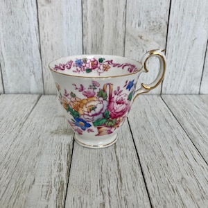 Vintage Tea Cup Fine Bone China Crown Staffordshire England Flower Basket No Saucer