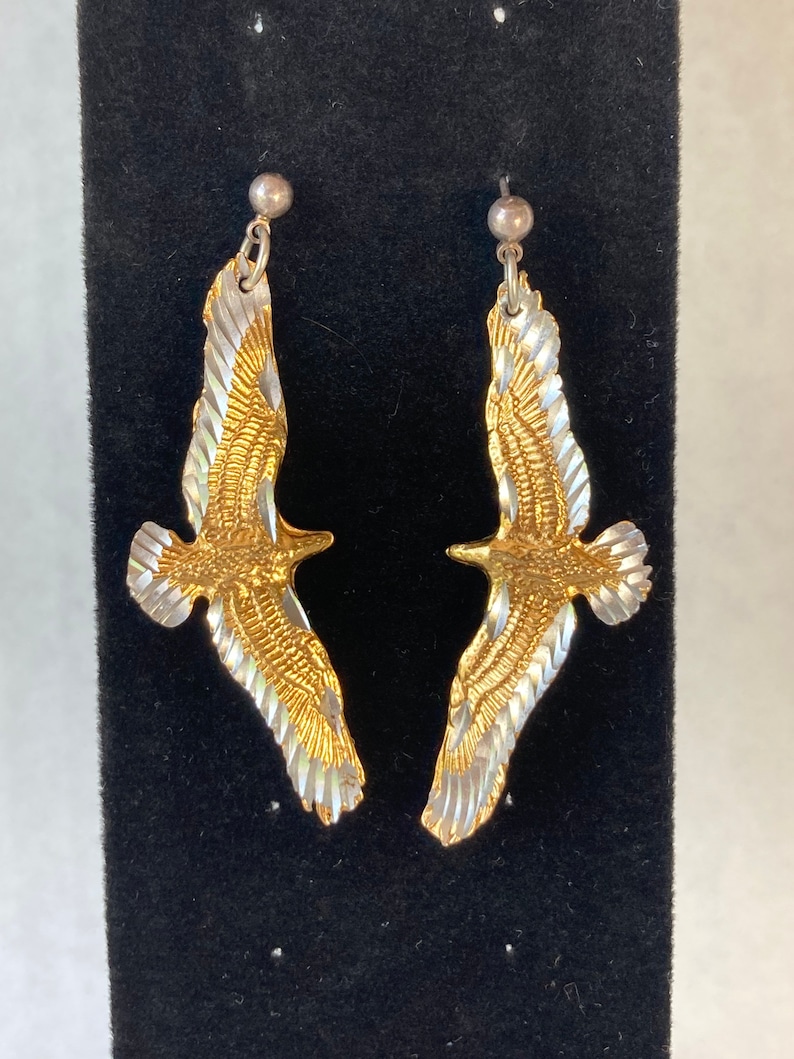 Gold Eagle Earrings Beautifully Detailed