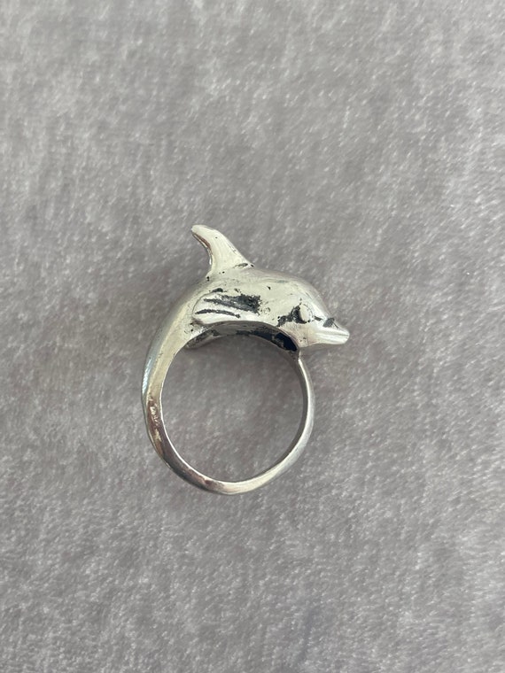 Vintage Sterling Silver Dolphin Ring Size 6 - Sterling Silver Ring Tested