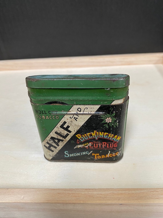Vintage 1930's Half and Half Buckingham Bright Cut Plug Smoking Tobacco Tin 