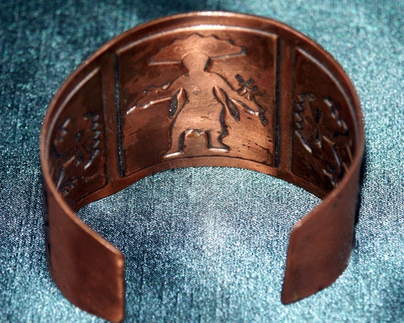 Dancing Kachina Copper Cuff Bracelet - Vintage 19… - image 3