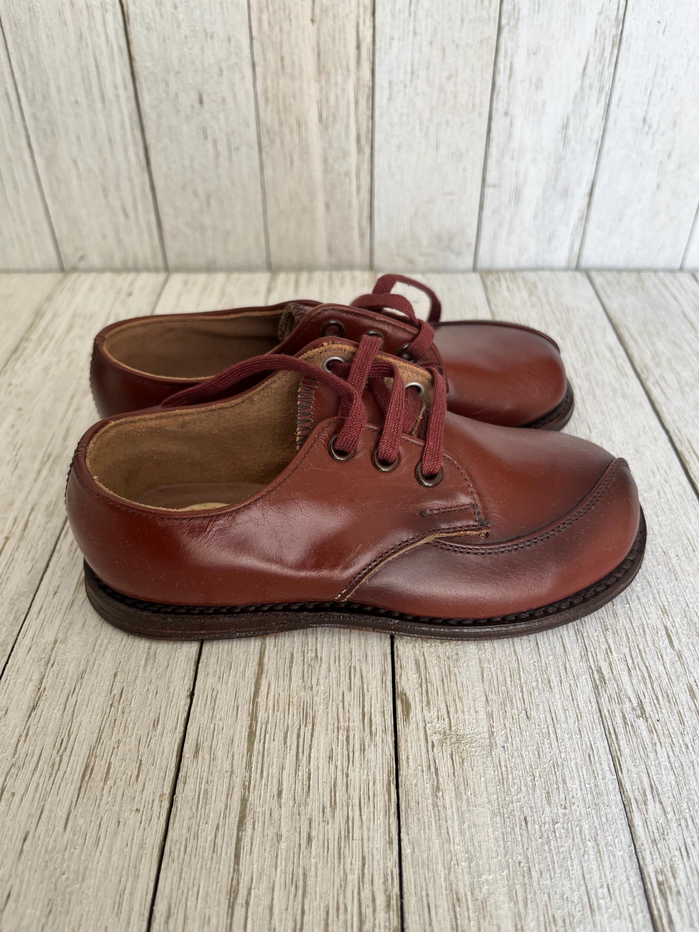Vintage Kids Brown Leather Oxford Shoes Toddler Boy Size 6 - 1950's- 60s NOS Deadstock