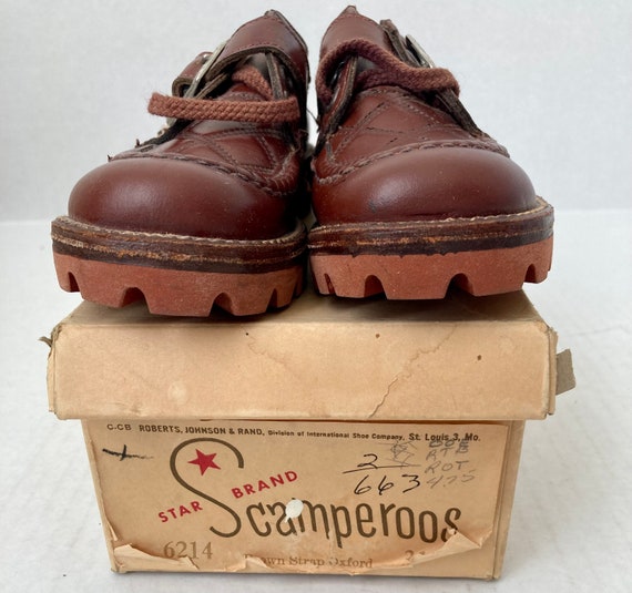 Vintage Kids Brown Leather Oxford Shoes - Toddler… - image 4