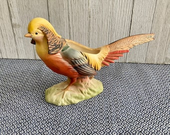 ヴィンテージ九谷焼の陶器製キジの置物 – 手描きの日本の鳥の置物