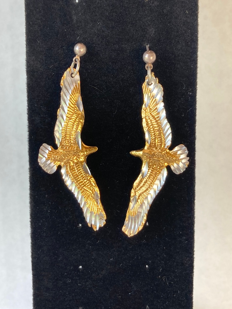 Gold Eagle Earrings Beautifully Detailed