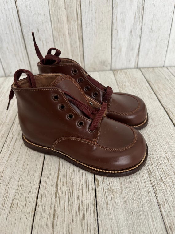 Vintage Baby Boys Brown Leather Oxford Shoes Baby/T… Gem