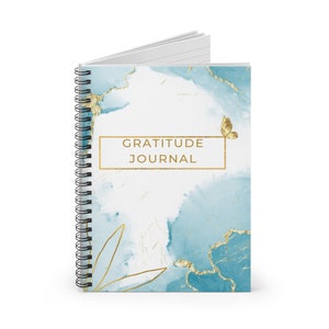 Gratitude Journal Spiral Notebook - Elegant Modern and Gold Butterfly Ruled Line