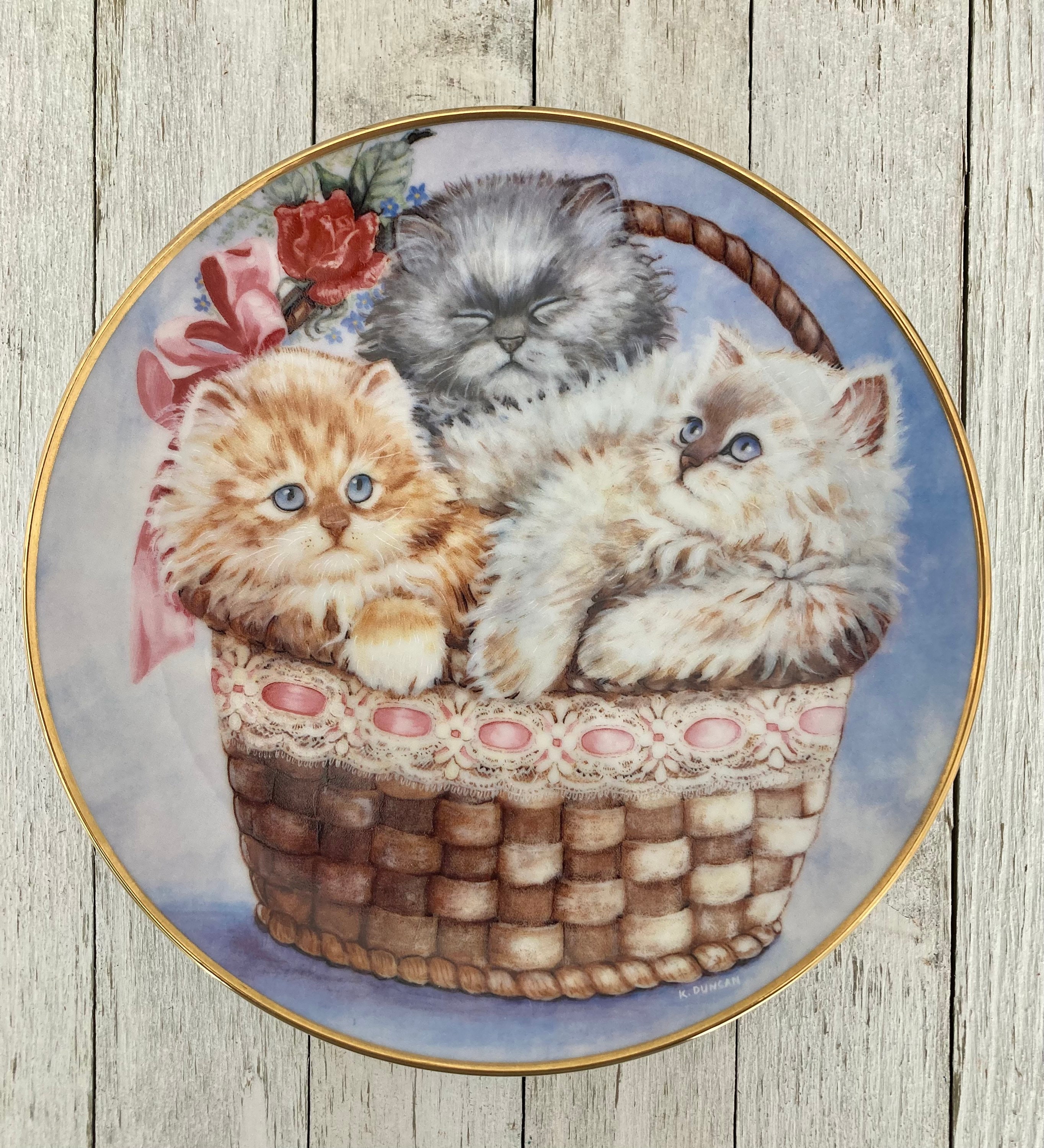 Vintage Kitty Collectible Plate - Three Little Kittens - Franklin