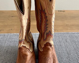Vintage Tony Lama bottes de cow-boy bottes en cuir marron