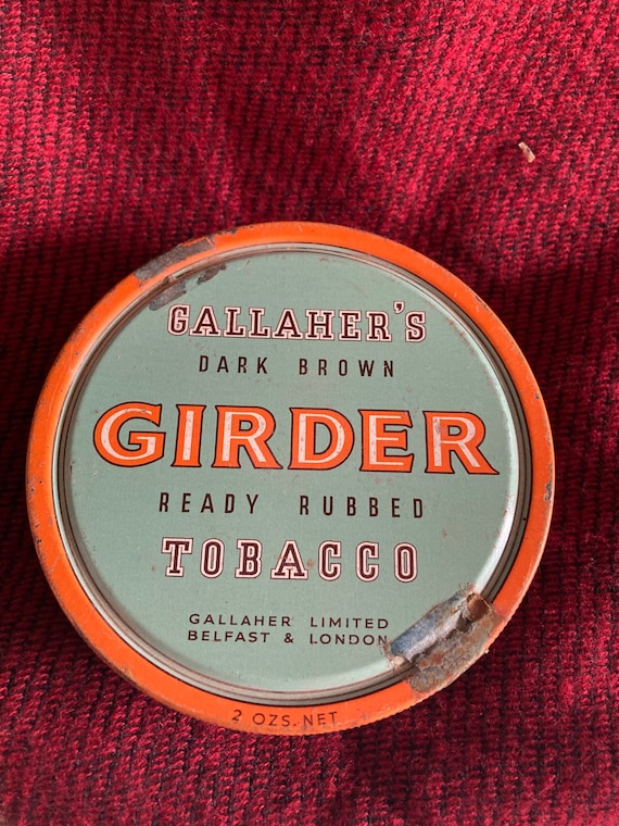 Gallaher's Dark Brown Girder Ready Rubbed Tobacco Vintage Tin