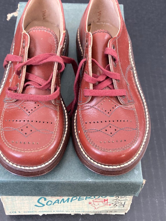 Vintage Kids Brown Leather Oxford Shoes - Toddler… - image 5