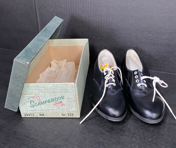 DEADSTOCK! 1950's-60's Scamperoos Black Leather O… - image 1