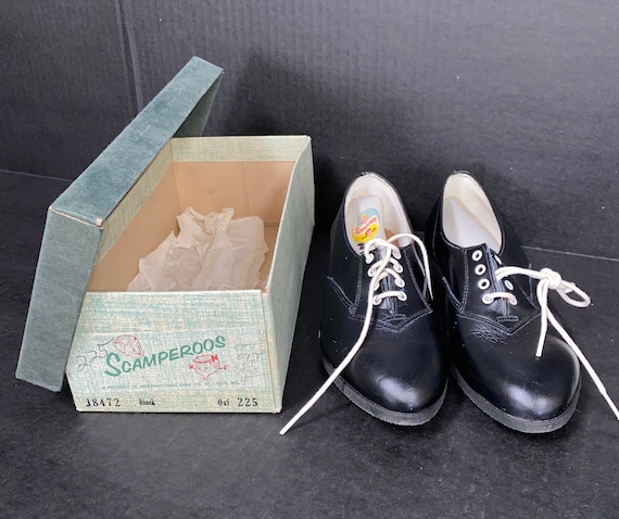 DEADSTOCK! 1950's-60's Scamperoos Black Leather O… - image 1