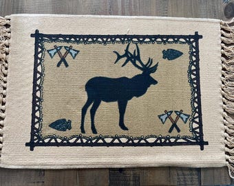 Mantel individual rústico de alce de cabaña de montaña (juego de 6)