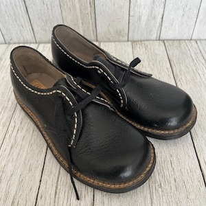 Vintage Kids Black Leather Oxford Shoes - Little Boy Size 10.5 - 1950&#39;s- 60s NOS Deadstock Scamperoos