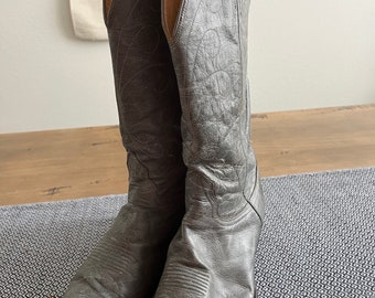 Bottes Western Vintage Nocona En Cuir Gris Pour Homme - Pointure 9D - Fabriquées Aux États-Unis