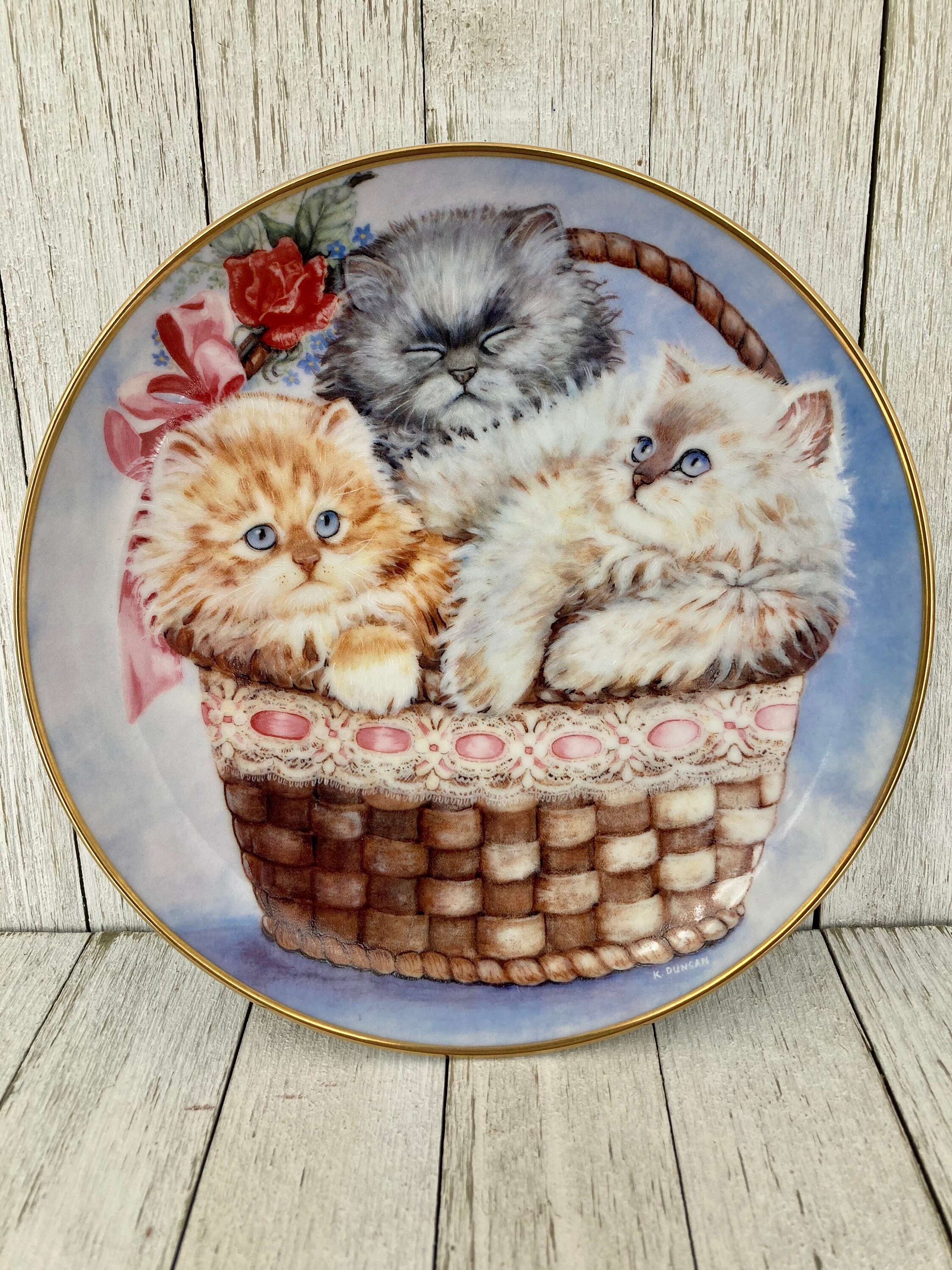 Franklin Mint   絵皿 3枚セット Vintage Kitty Collectible Plate - Three Little Kittens - Franklin