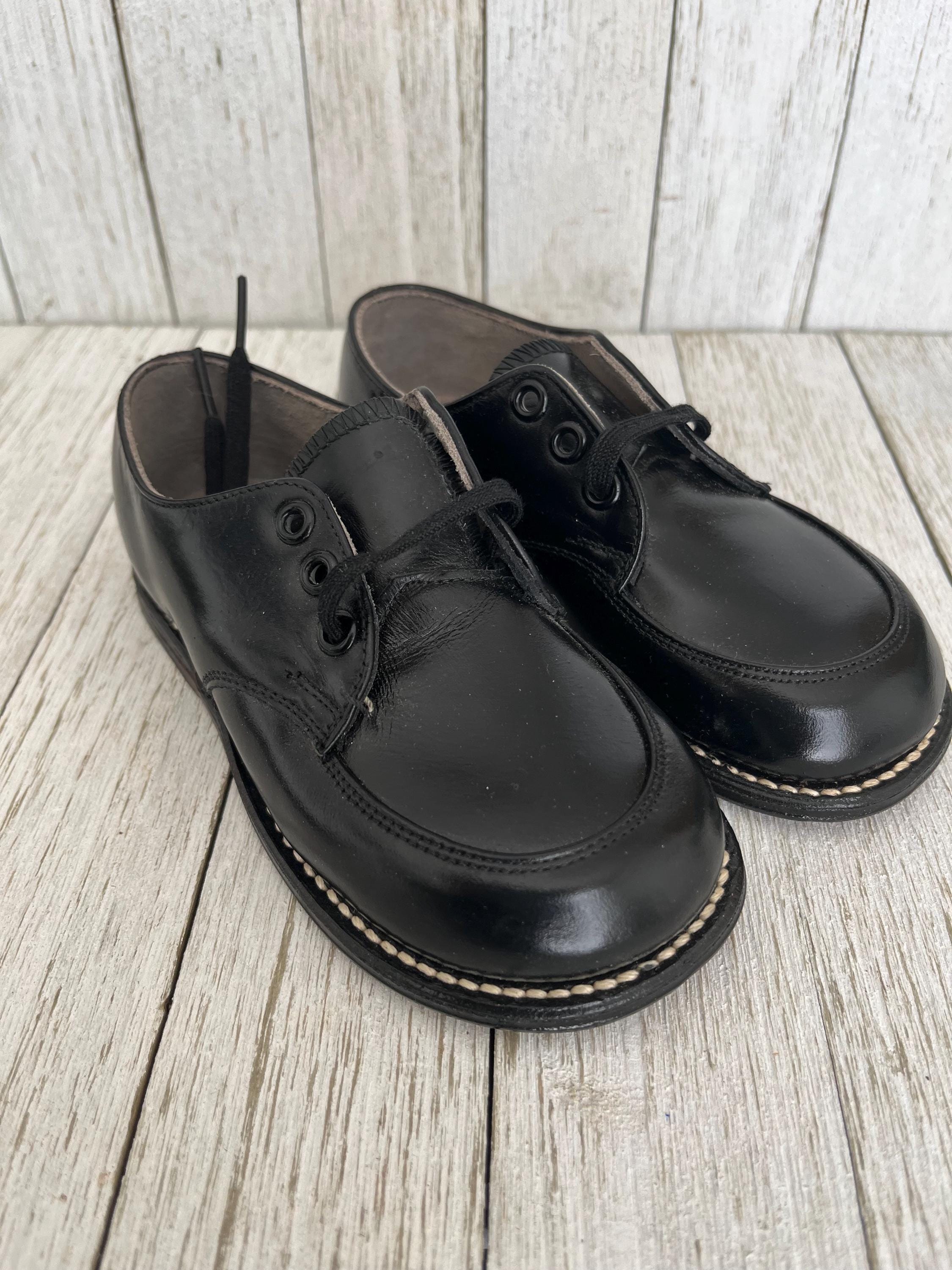 Vintage Kids Black Leather Oxford Shoes - Toddler Boy Size 6 - 1950's- 60s NOS Deadstock Poll Parrot