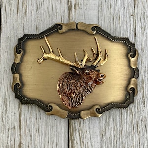Vintage Browning Belt Buckle Moose/Elk/Hunting /Rifle