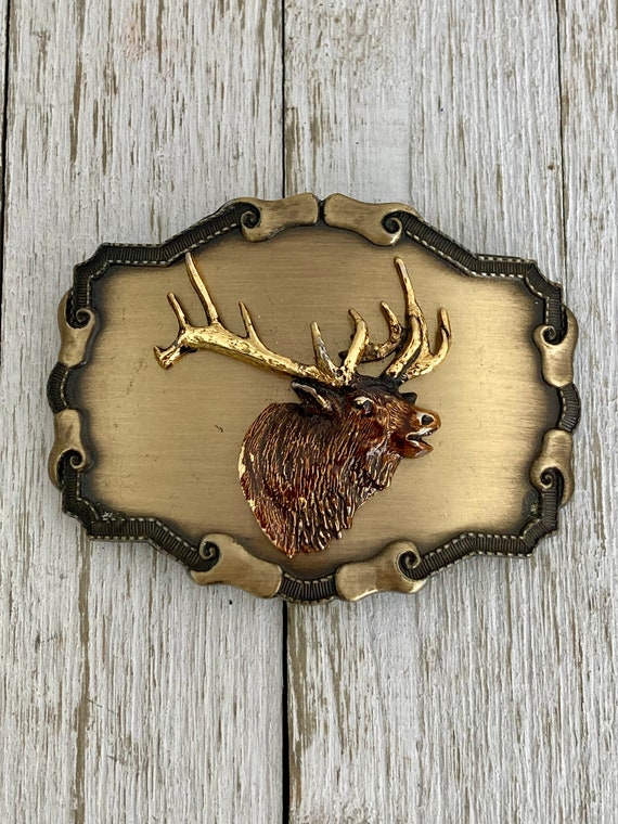 Vintage Browning Belt Buckle Moose/Elk/Hunting /Ri