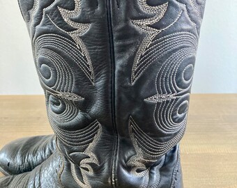 Vintage Hondo Black Leather Western Boots - Cowboy Boots