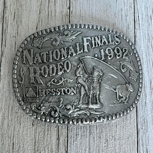 Vintage 1992 Hesston NFR National Finals Rodeo Commemorative Belt Buckle – AGCO Series – UNUSED with Original Packaging & Order Form