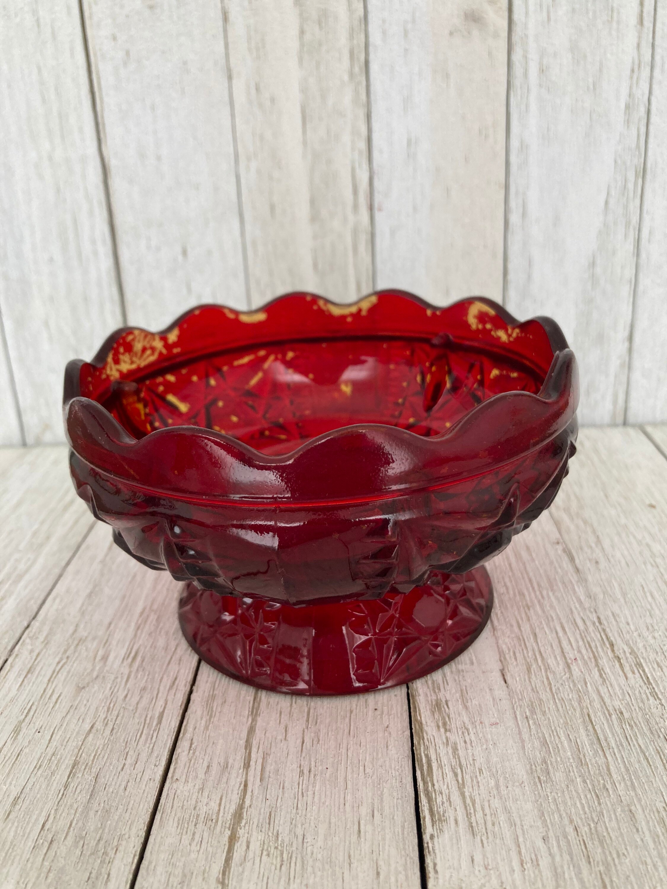 Beautiful Collectible Vintage Ruby Red Glass Serving Bowl - Made in France  - Estate Item