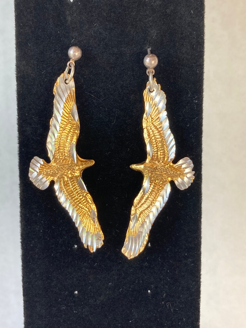 Gold Eagle Earrings Beautifully Detailed