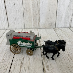 Vintage Polarine Motor Cars Horse Drawn Wagon Metal Toy Standard Oil Advertising by Lledo Toys