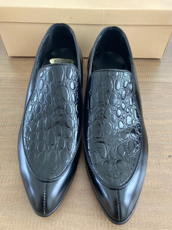 Vintage Men's Black Leather Slip On Dress Shoes C… - image 6