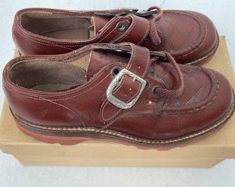 Vintage Kids Brown Leather Oxford Shoes - Toddler Boy Size 10 -1950's-60s NOS