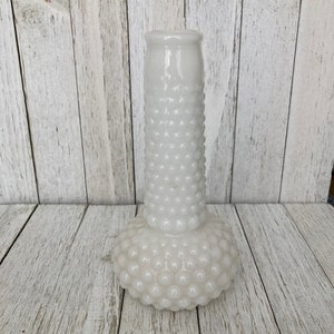 Vintage Milk Glass Bud Vase - White Milk Glass Hobnail Flower Vase - Centerpiece - Vintage Home Decor - Mid Century Modern