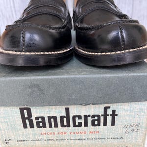Vintage Youth Boys Black Leather Dress Shoes Size 3.5 - Randcraft Loafer NOS 50&#39;s-60&#39;s - Deadstock