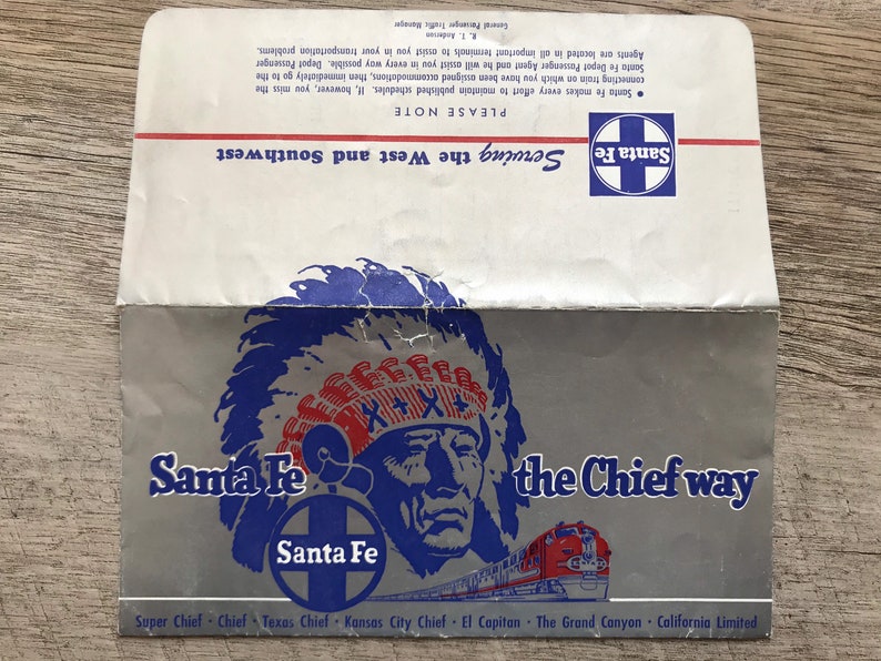 The Chief Way Vintage Ticket Holder and Advertisement for American Express Cheques 1953 Santa Fe