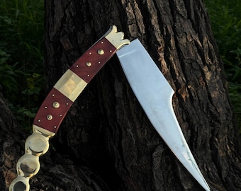 Handmade Giant 30" Inch Spanish Navaja Folding Knife, Micarta Handle With Rattle Snake Tail