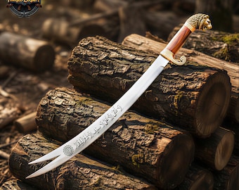 Handmade Zulfiqar Sword: Engraved Stainless Steel Islamic Wall Art Hand-Made Sword, Zulfikar Sword, gift for him, Ramadan Gift Sale