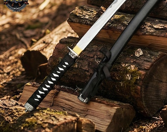 Handmade Decorative Katana Sword – White Cord Handle, Black Scabbard, Samurai-Style Display & Cosplay Prop for Home Decor and Gift for Girl