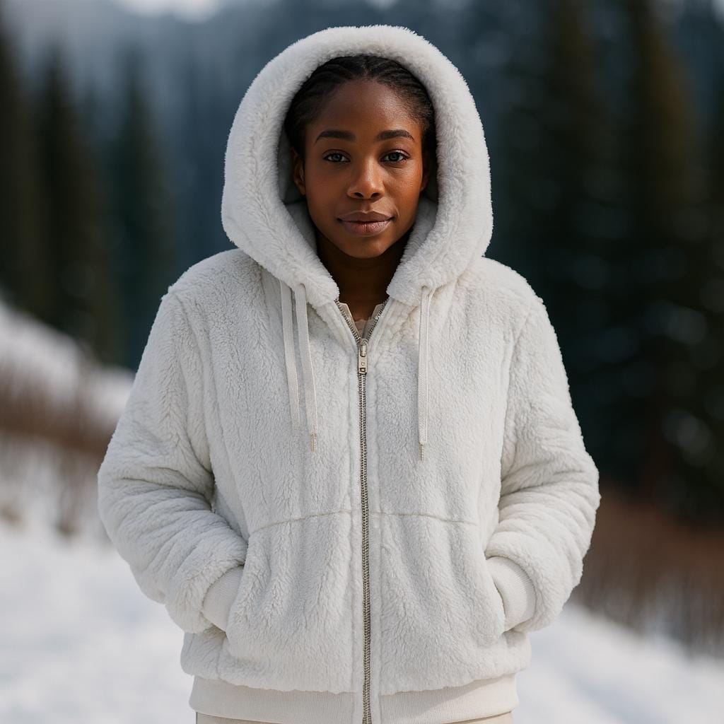 T　 フリース フード付き ジャケット ホワイト ホワイトフリース ウィンターコート レディース フード付きジップ