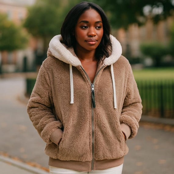 フリース フード付きコート　カーキ色 アディダス（adidas）（メンズ）スリーストライプス 圧着加工フリース