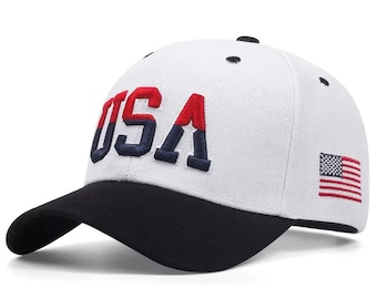 Gorra de béisbol bordada MAGA / Gorra Trump 2024 / Gorra Make America Great Again / Gorra patriótica ajustable para papá / Regalo político de EE. UU.