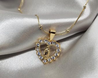 Dainty Guadalupe Necklace Virgen Maria Necklace 18k Gold plated