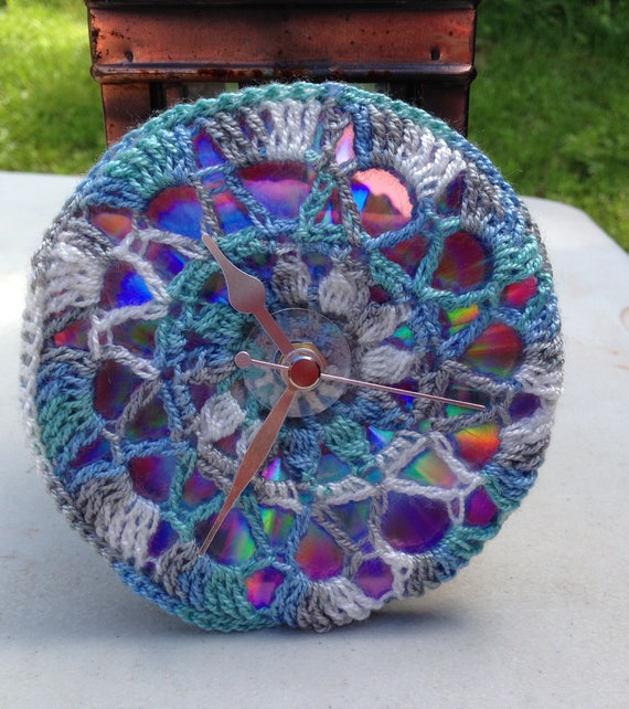 Pretty Crocheted Upcycled Clock Vermont Made Unique Useful One Of A Kind Gift