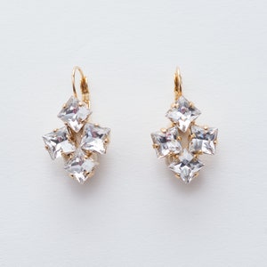 bridal earrings in lozenge shape with Swarovski crystal, wedding earrings, for the bride