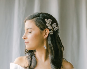 wedding pearls headpiece, bridal headpiece with hand wired pearls, wedding hair piece, wedding hair comb, REVE style 21043