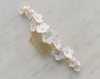 blossoms hair comb, bridal headpieces with clay flowers, wedding hair comb, wedding headpiece, BRISE style 21014