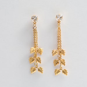 leaves cascade bridal earrings, bridal jewelry, wedding dandling earrings