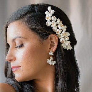 wedding headpiece, bridal hair comb with cluster clay flowers, bridal hair piece, blossoms headpiece, COQUETTERIE  style 21040