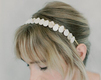 Natural pearls bridal headband, Pearls headpiece - style 22029